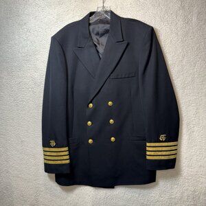 U.S Navy USN Naval Military Medical Corps Dress Coat Gold Stripes Size 46L VTG